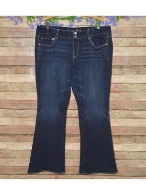 American Eagle Jeans Womens Size 18 Artist Flare Double Button Dark Wash Stretch